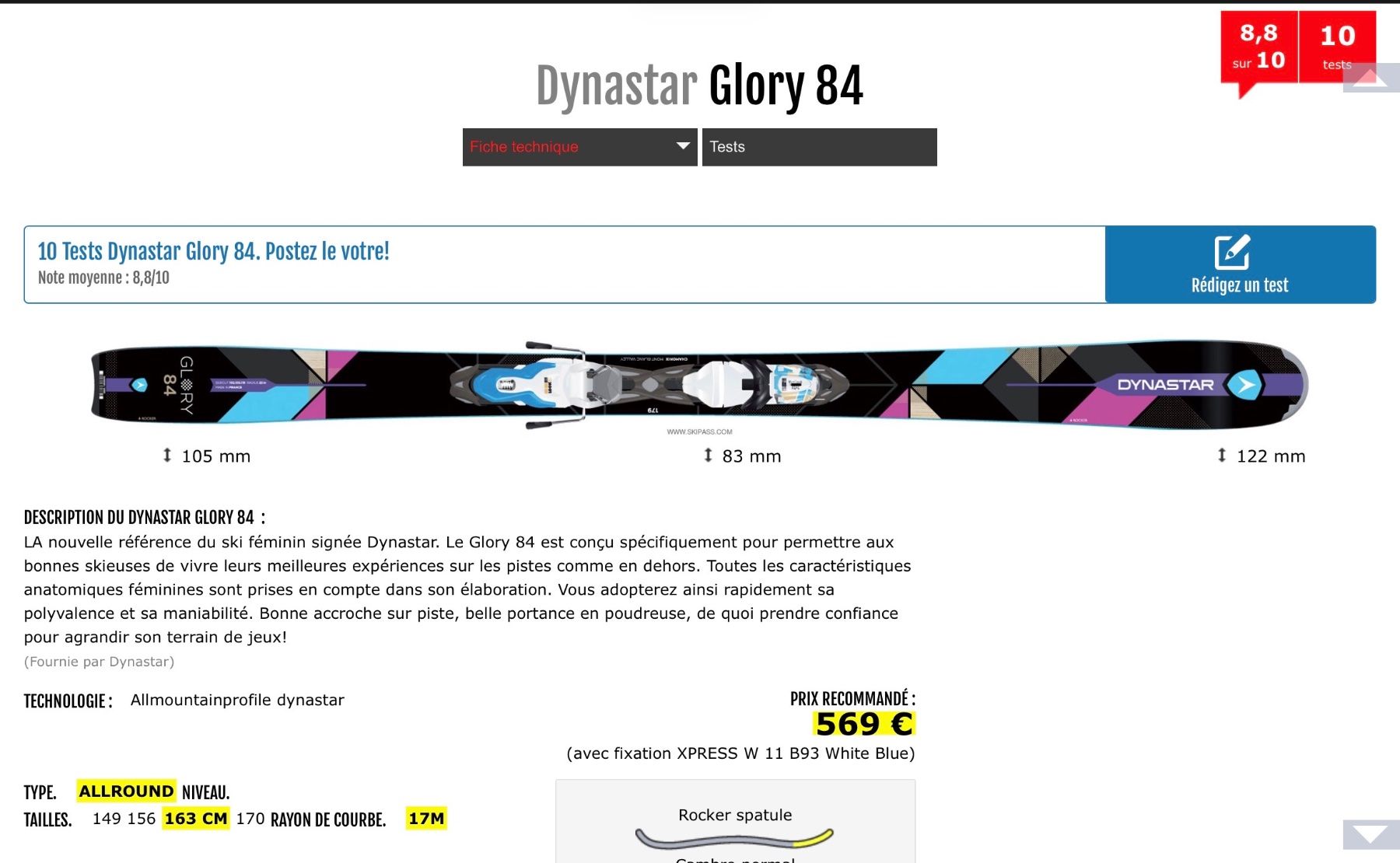 Dynastar Sci: Skis Dynastar Glory 84, 156 cm + Fixations Look – Usato da Haute-Nendaz venduto da ned_rw7r 1