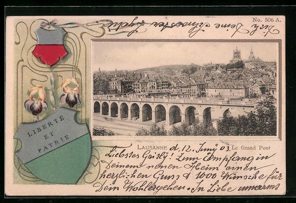 Ansichtskarten: Passepartout-Lithographie Lausanne, Le G – Gebraucht aus Berlin von bartko-reher