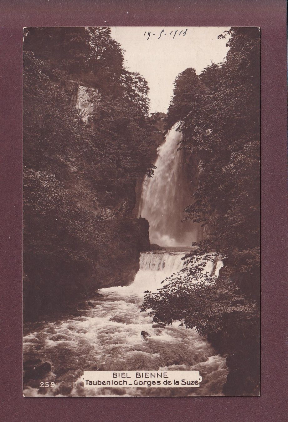 Cartoline postali: Biel - TAUBENLOCH - 1913 – Usato da Pully venduto da nicecards