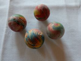 4 antike bunte Gummibälle Hüpfbälle Retro Vintage Spiel