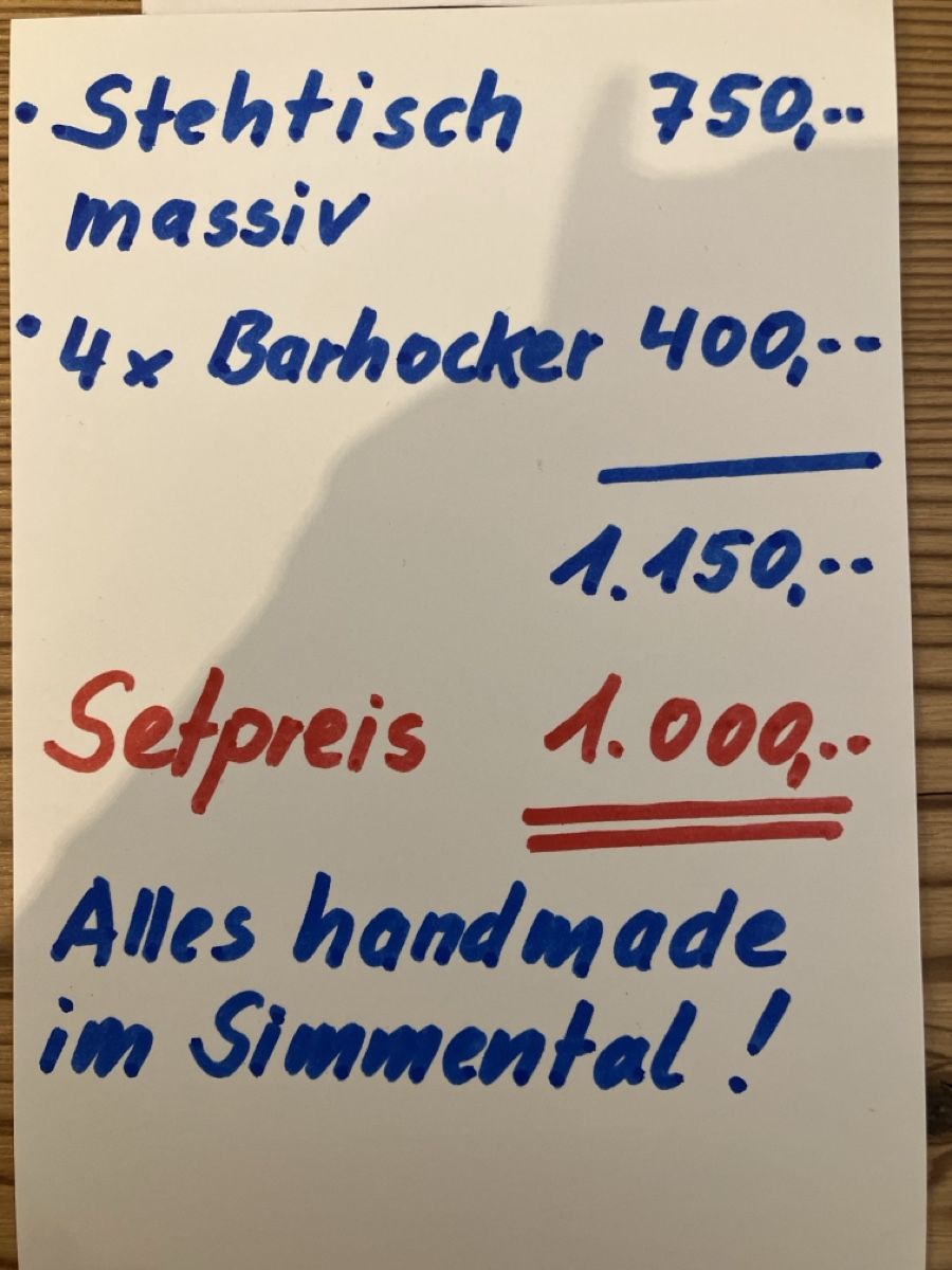 Set di tavolo e panche: Massiver Altholz-Stehtisch mit 4 Barhockern – Nuovo (secondo la descrizione) da Erlenbach im Simmental! venduto da Simmentaler-Perlen 7