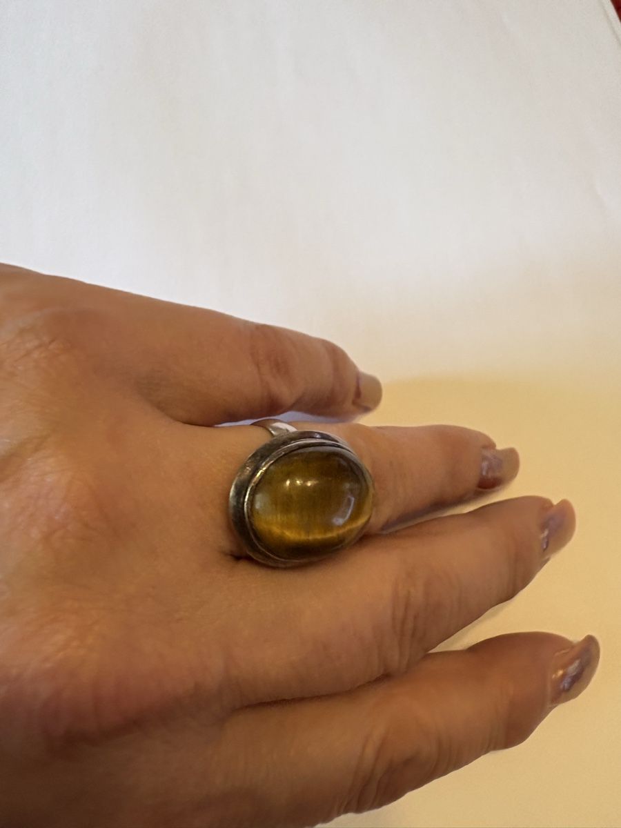 Anelli: 925 Tigerauge Edelstein Ring  – Usato da Murten venduto da Tzaugg 1