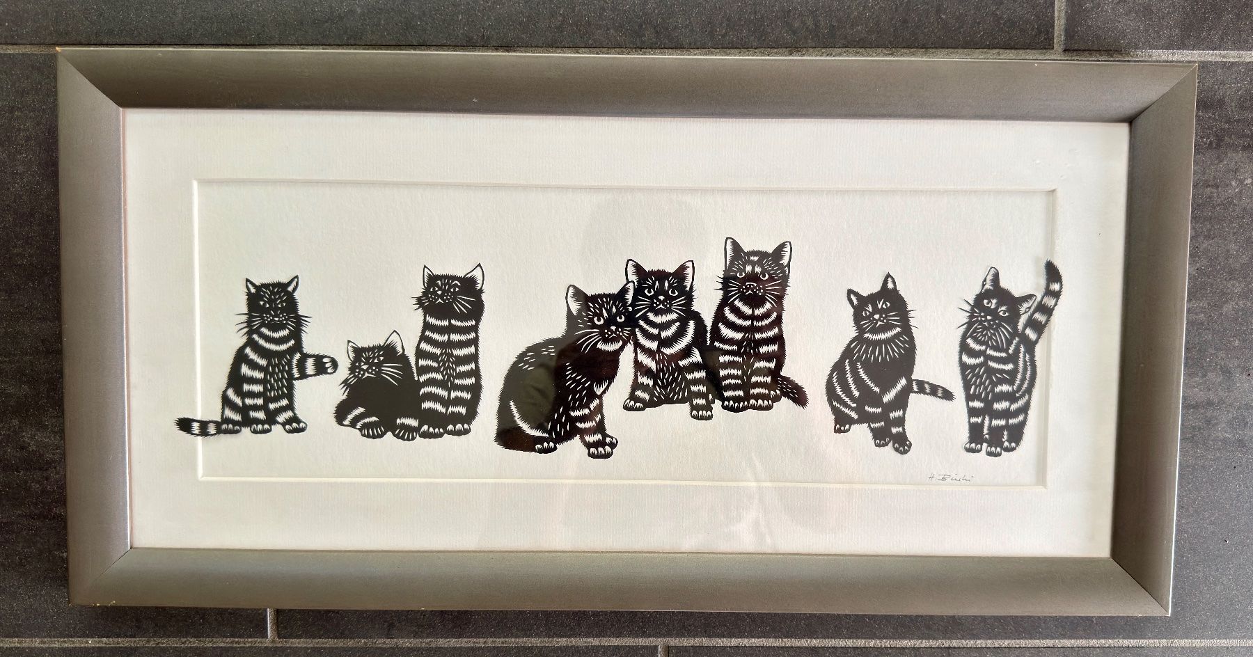 Grafica & Litografie: Grosses Scherenschnitt Bild H. Bürki Original Katze Katzen – Usato da Rothrist venduto da Luckywinner 6