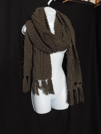 écharpe épaisse gris taupe extra longue