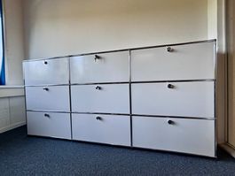 Original USM Haller Sideboard in weiss/chrom - 9 Fächer