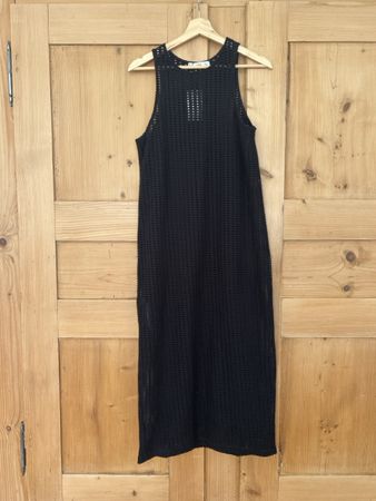 Strandkleid Netz/Lochmuster, Baumwolle, schwarz, ungetragen