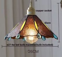 Lampe suspendue en pierre de verre coloré de style Japonais