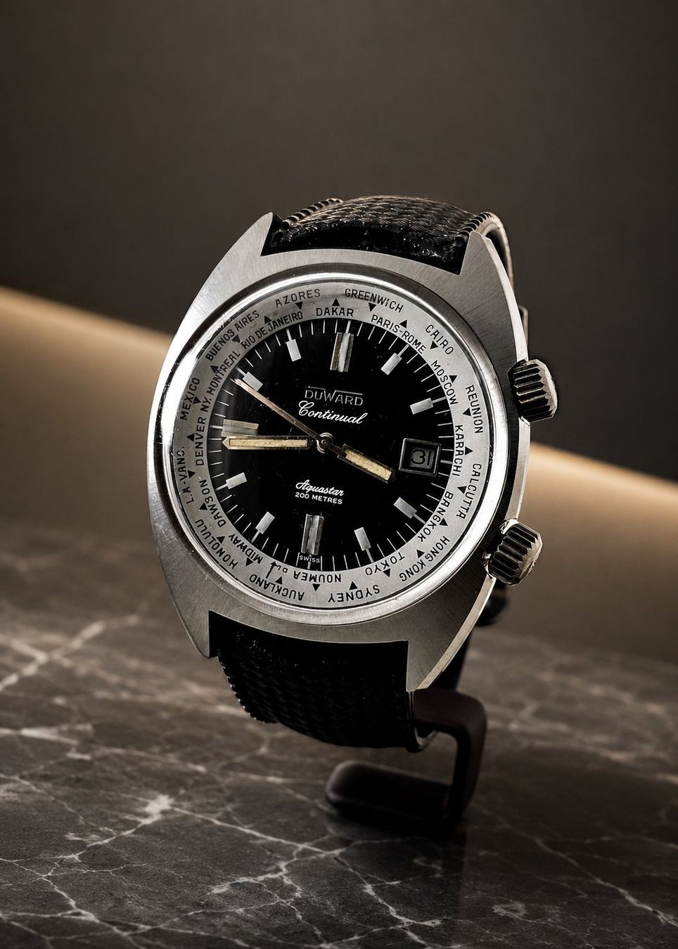Aquastar Orologi: Duward Aquastar World Hour Dial Uomo 1970 – Usato da Lugano venduto da R.Riccardo