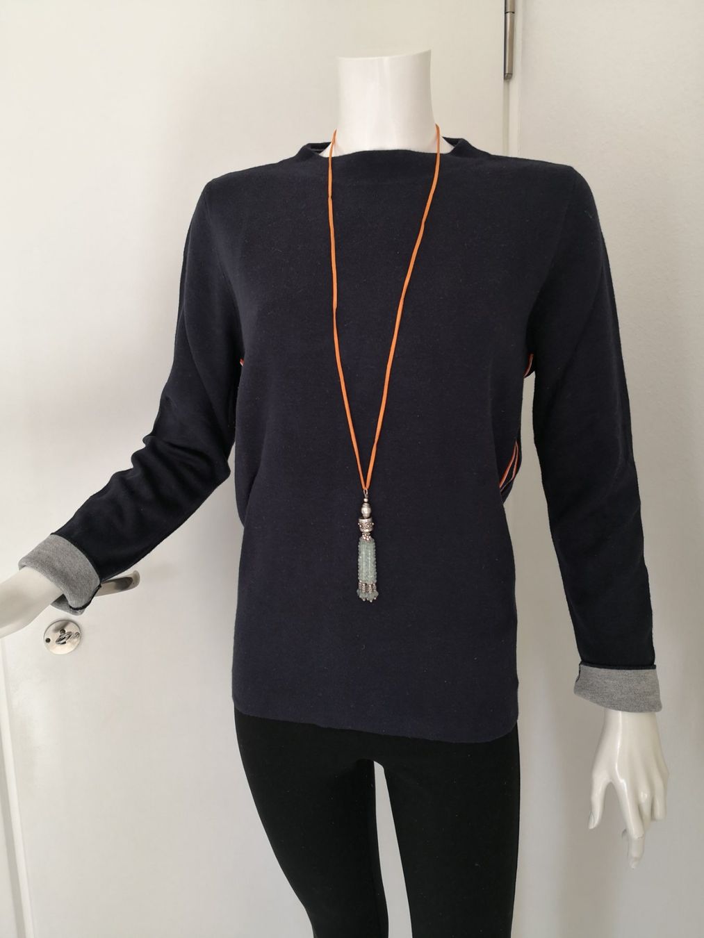S.Oliver Maglioni & Felpe: 🤩S.OLIVER STRICK-PULLOVER DUNKELBLAU MIT ORANGE-STREIFFEN – Usato da Olten venduto da Naja-Twins-Twins 5