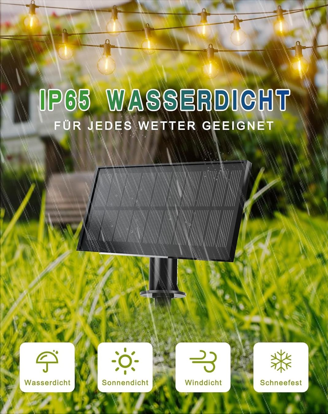 Ghirlande e barre luminose: SOLAR GLÜHBIRNEN LICHTERKETTE AUSSEN 15 METER - 25+2 BIRNEN – Nuovo e nell'imballaggio originale da Kriens venduto da swissgadget 3