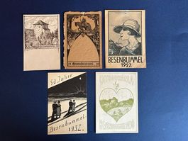 AK, 5x, Studentika, Besenbummel, 1905 bis 1932