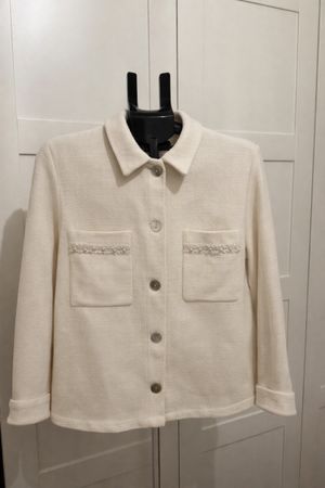 Zara Pearl-Embellished Bouclé shirt - Size S - Trendy!