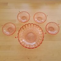 Glas Geschirr Set, rosa, 5 teilig