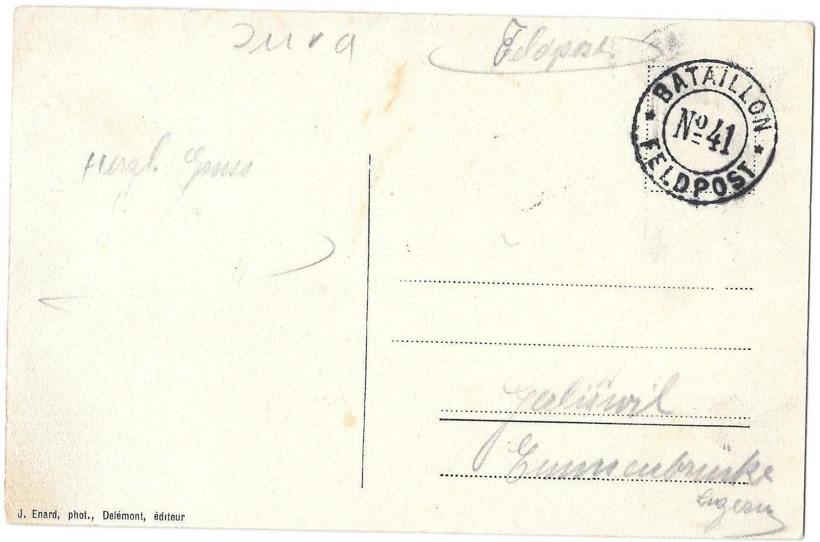Cartoline postali: Bassecourt Detailansicht mit Personen Feldpoststempel – Usato da Olten venduto da clotaldi 1