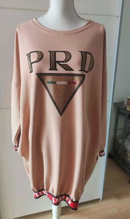 Damen Sweatshirt PRD beige mit Strasssteinen Oversize L-XL
