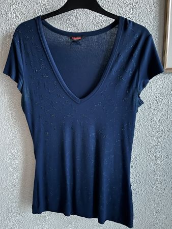dunkelblaues T-Shirt mit Strasssteinen - Met Miami Cocktail