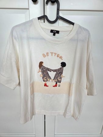 T-shirt off-white - light beige - S - oversized