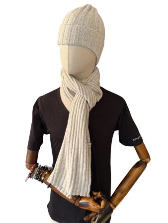 Schal mit Kappe Cashmere Hell Grau