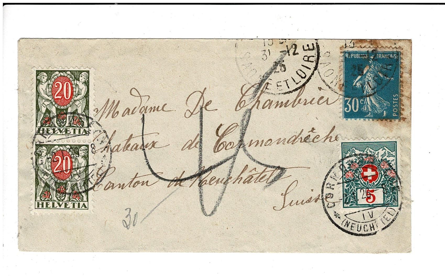 Alle Briefmarken: Taxierter Brief nach Neuchâtel – Gebraucht aus Lausanne von Whorvath