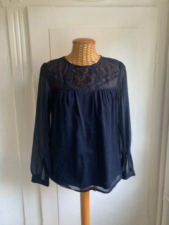 Chiffon Bluse dunkelblau - 36