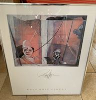 Rolf Knie Clown Lithografie, signiert gerahmt