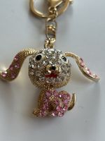 Schlüsselanhänger 🐕  Goldfarben mit pinkfarbene(S31)