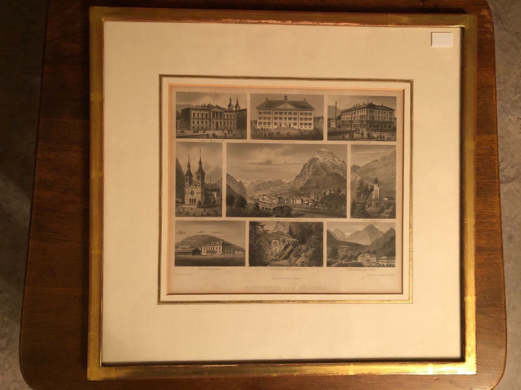 Poster & Bilder: Souvenir von Glarus. Antike Aquatinta. – Gebraucht aus Wald ZH von mlnt 1