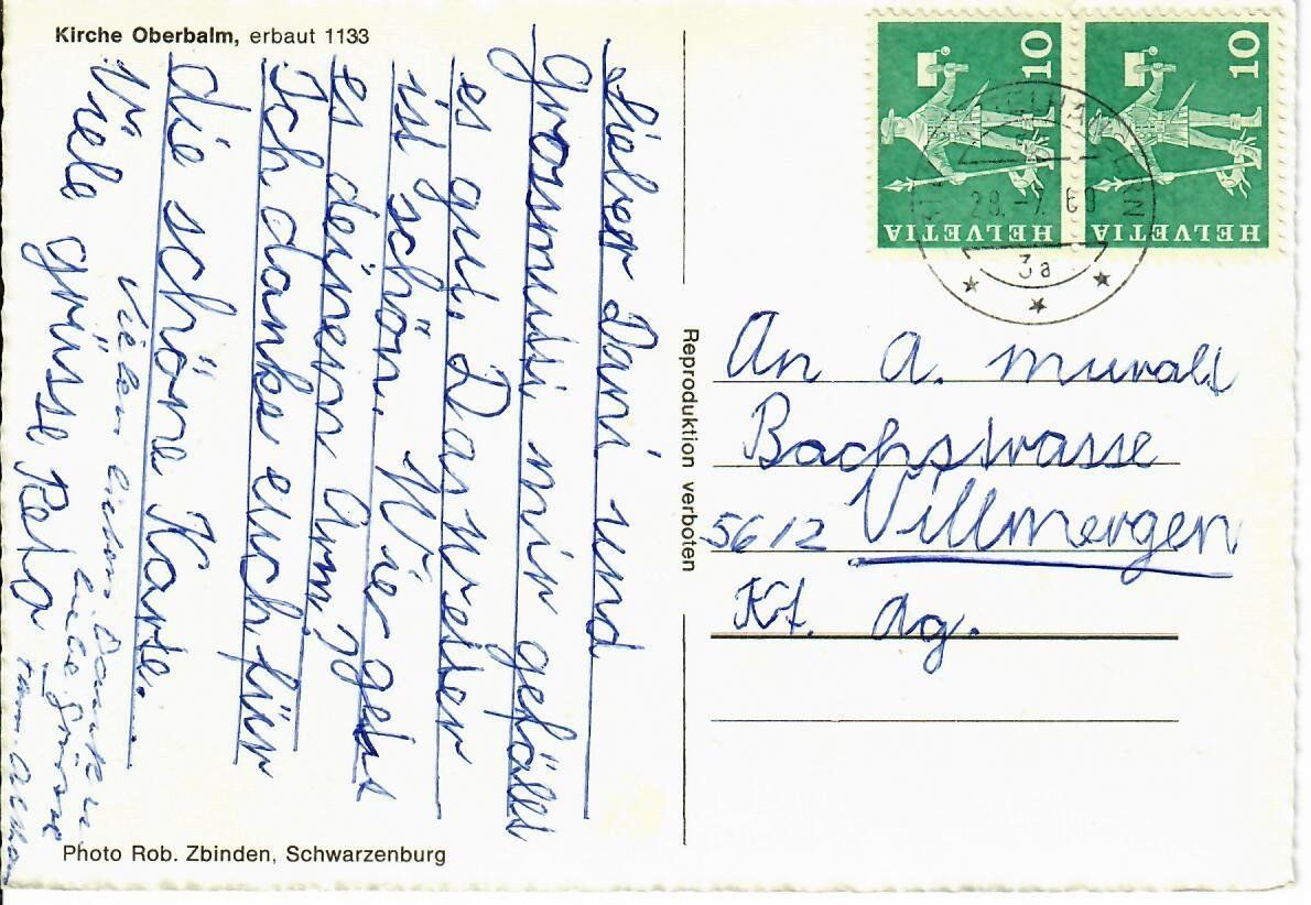 Cartoline postali: Oberbalm Kirche – Usato da Hochdorf venduto da Ziegel-16 1