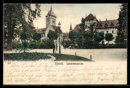 AK Zürich, Landesmuseum, Panorama