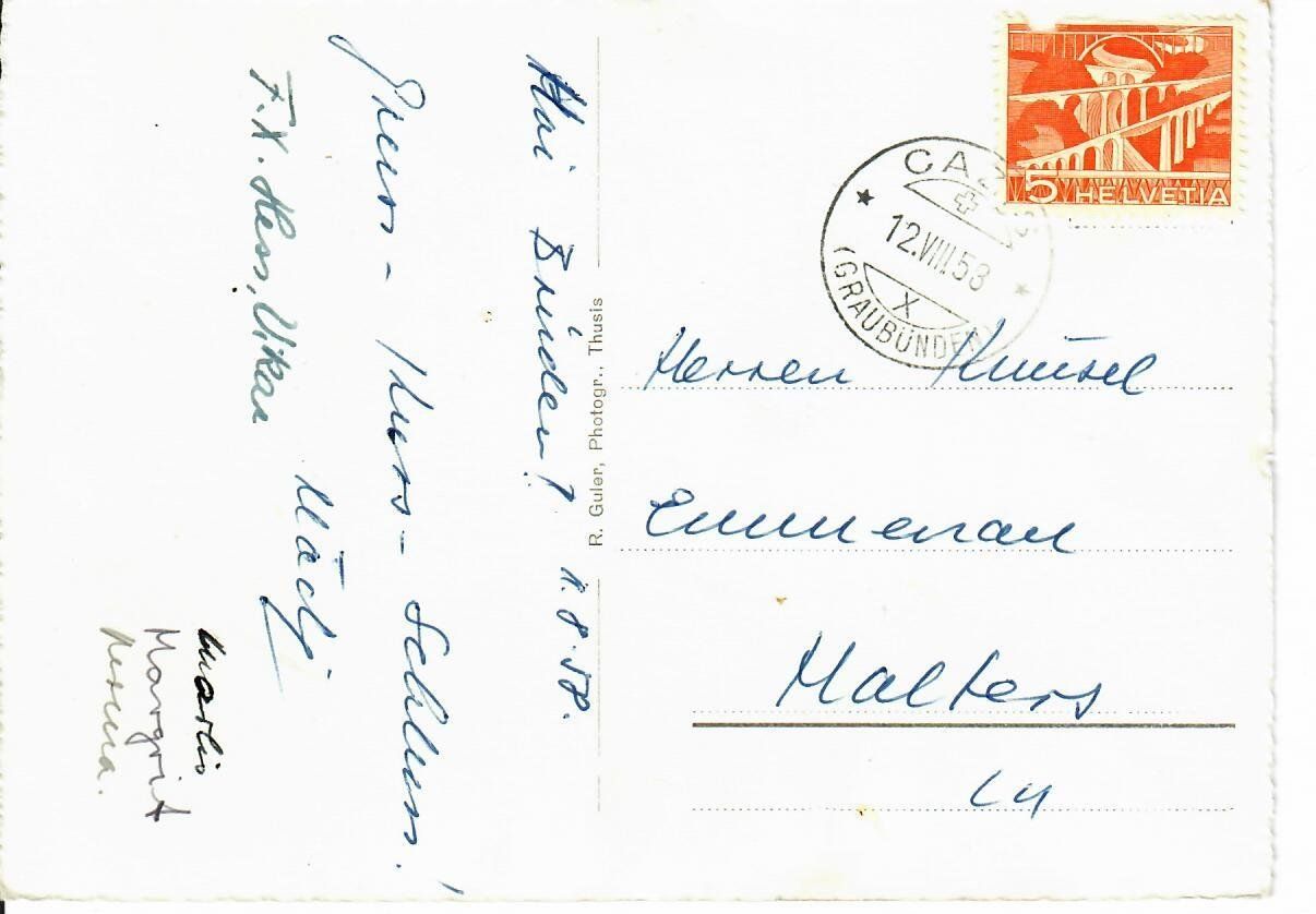 Cartes postales: Cazis  1958 – D'occasion à Hochdorf par Ziegel-16 1