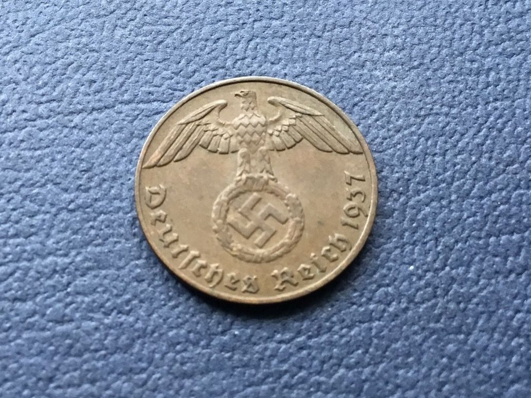Alle Münzen: Drittes Reich 1 Reichspfennig  1937 J – Gebraucht aus St. Margrethen SG von alfapeugeot10