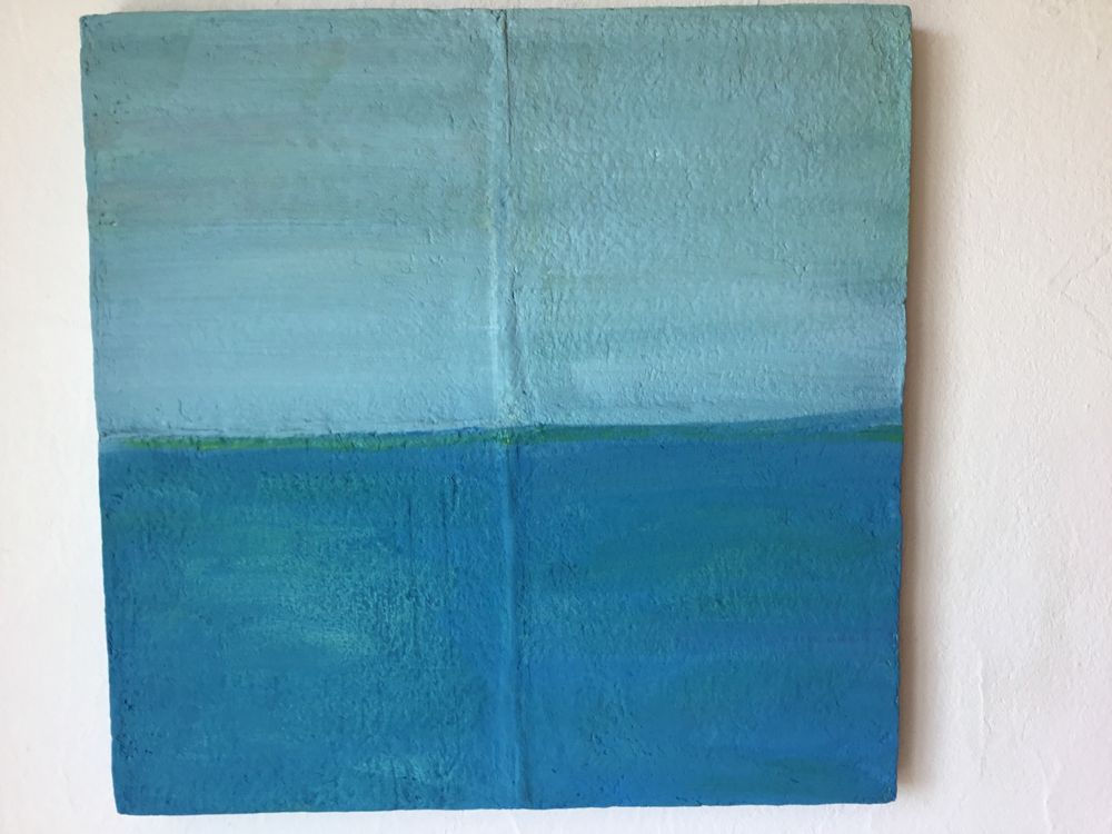 Dipinti: Bild modern blau grün Unikat 50x50 Papierkunst – Nuovo (secondo la descrizione) da Zuckenriet venduto da Rubin30