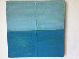 Bild modern blau grün Unikat 50x50 Papierkunst