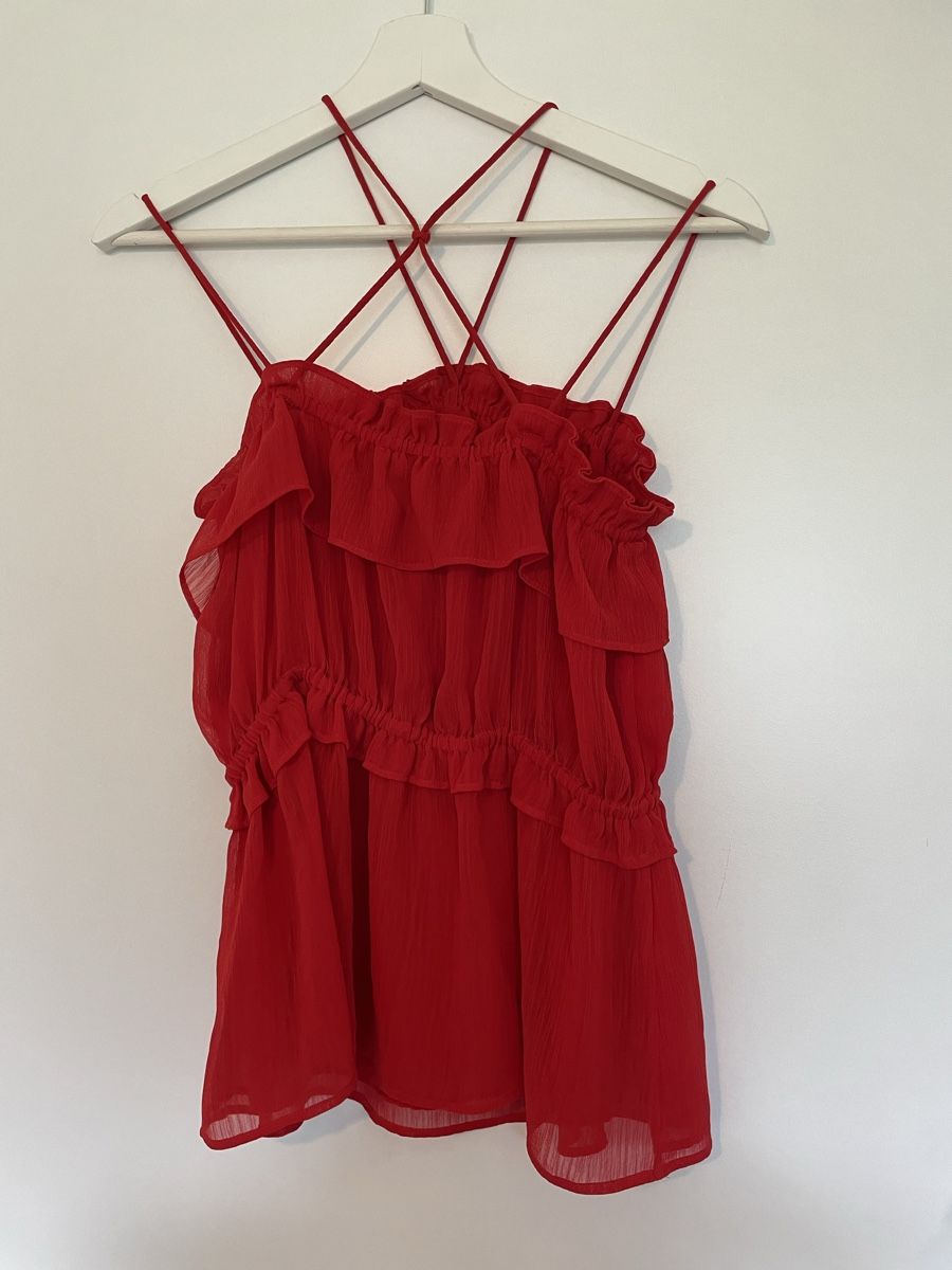 H&M Top: Red Ruffle Top – Usato da Roche VD venduto da closetcleanse 3