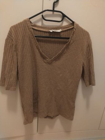NA-KD Top, Rippstrick, beige, Gr. M