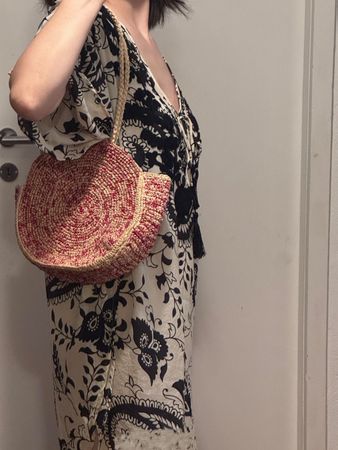 Raffia Tragetasche Handgemacht Tote Bag Neuwertig