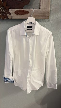 Hemd weiss Grösse 41 slim fit mit Muster Manschette