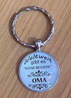 SCHLÜSSELANH. "BESTE OMA D.WELT" LEGIERUNG,GLAS,NEU