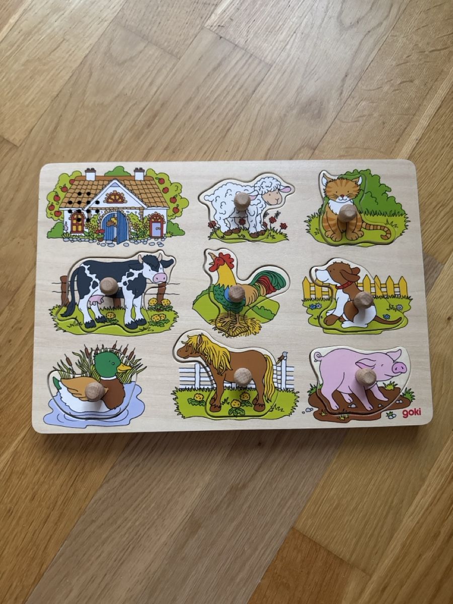 Puzzle: Goki Holzpuzzle Bauernhoftiere mit Sound – Usato da Lyss venduto da Franzi.R.90