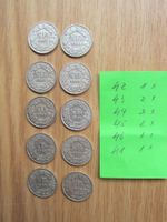 10 x 50 Rp, alle Silber aus den 40iger Jahren