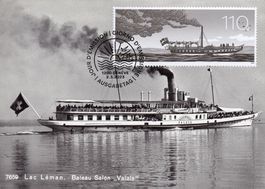 Maximumkarte Dampfschiff-Jubiläum, DS Valais, Lac Léman