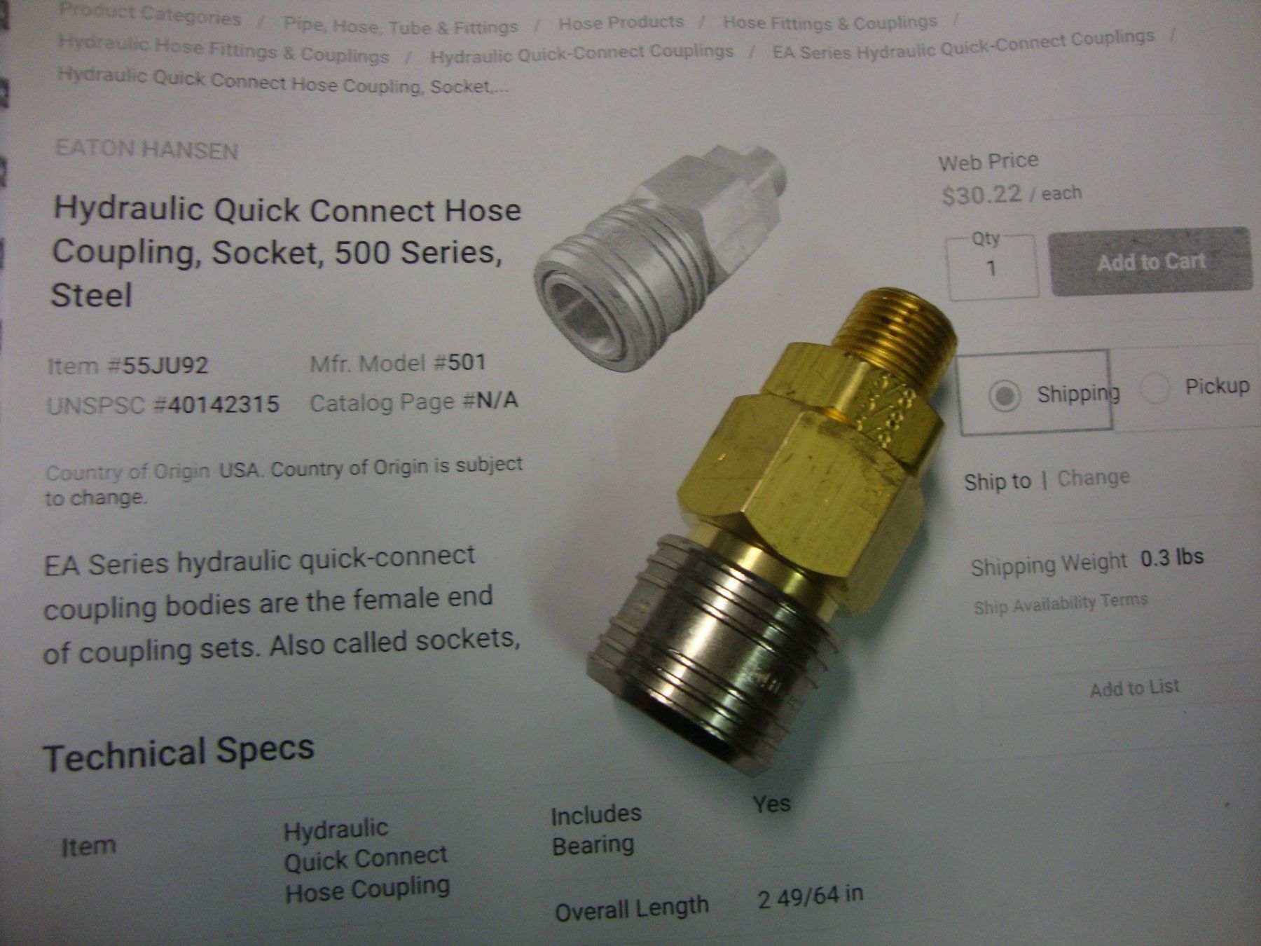 Tutte le macchine: Hydraulic Coupling  500 Series Steel – Nuovo (secondo la descrizione) da Gross venduto da Triumph67 1