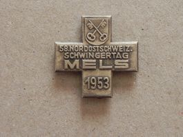 Abzeichen NOS Schwingfest Schwingen Mels St.Gallen SG 1953
