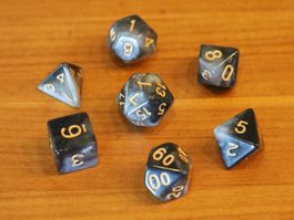 Würfel Set Schwarz/Silber für D&D / RPG Spiele