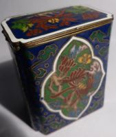 ANTIKE--SCHÖNE-CLOISONNÉ -DOSE--5 CM x4 CM,-1960,SEHR SELTEN