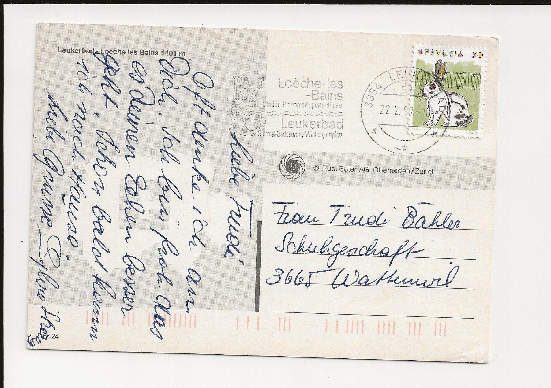 Cartes postales: AK 1997 Leukerbad mit Herzen – D'occasion à Greifensee par 315WDO 1