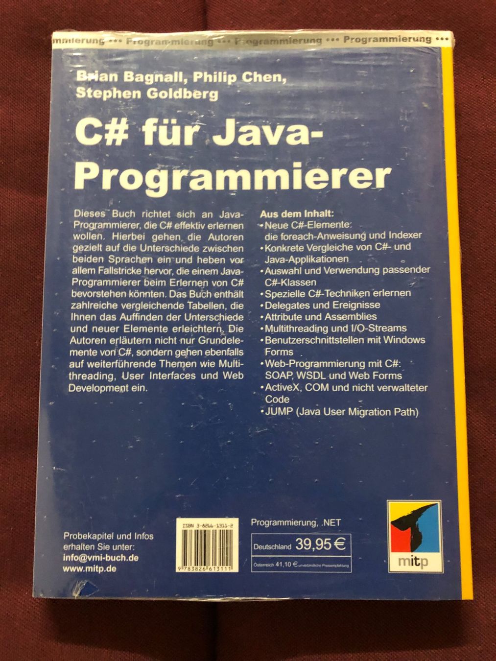 Livres: C# (CSharp) für Java-Programmierer - mitp - originalverpackt – Neuf avec emballage d'origine à Niederhasli par thozam 1