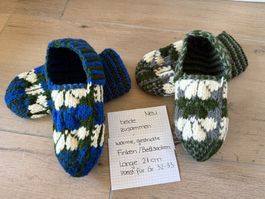 2 Paar warme Finken / Haussocken gestrickt Gr. 32/33 NEU
