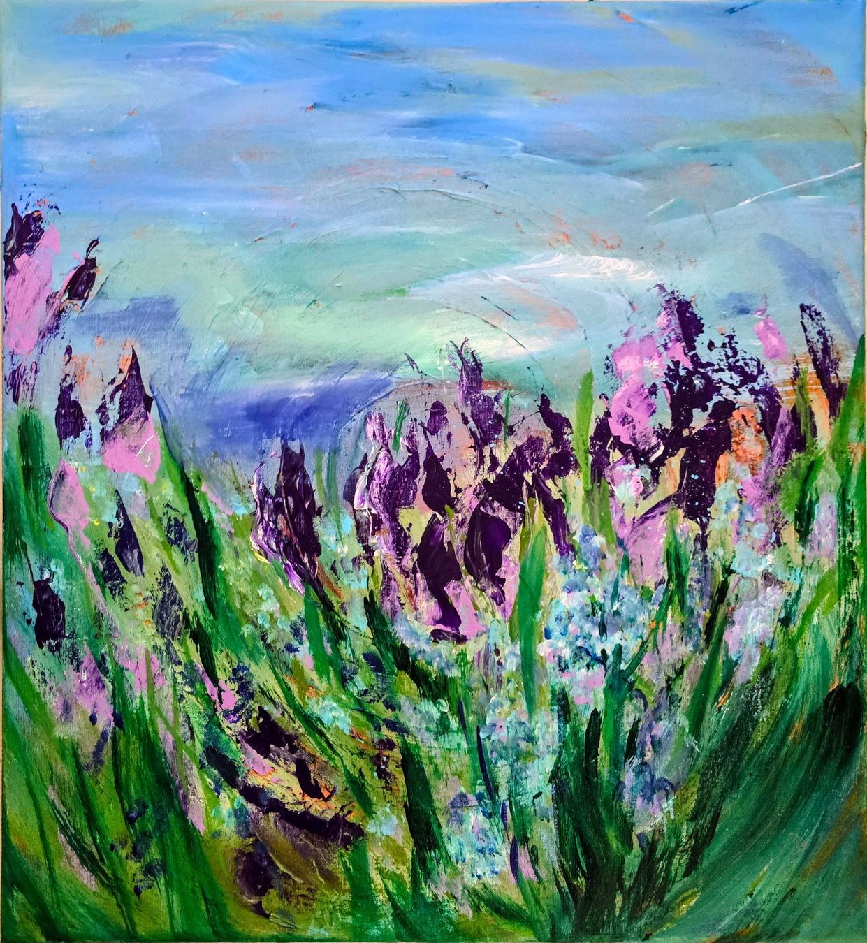Tableaux: Acrylgemälde auf Leinwand 50x50 cm, mit Alpenflora – Neuf avec emballage d'origine à Beinwil am See par Superchance