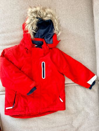 Winterjacke H&M, rot mit Kapuze, Gr. 98